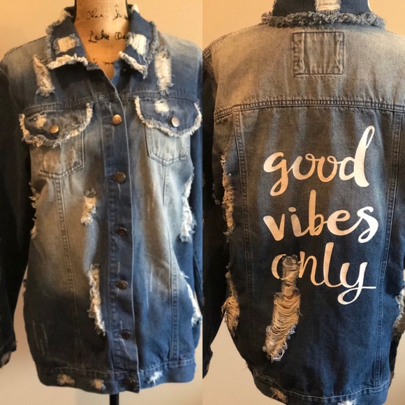 good vibes only jean jacket